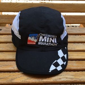 One America Marathon 500 Festival hat running cap adjustable 6 panel mesh sided